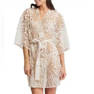 Rya Collection set champagne getting ready bridal robe and matching slip